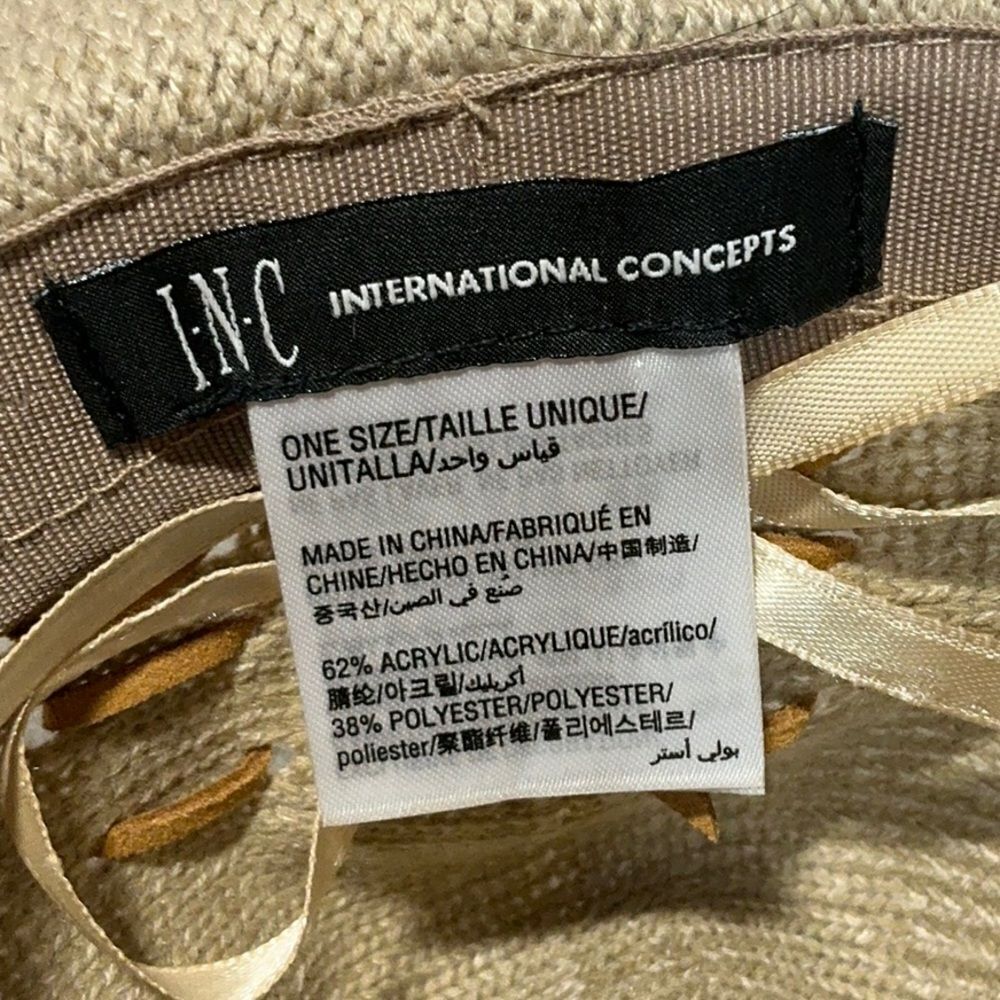 INC Leather Weave Burlap Wide Brim Hat - Picture 7 of 9